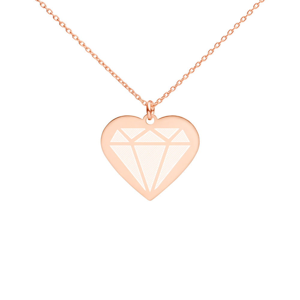 Diamond Engraved Silver Heart Necklace Main image
