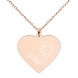 Load image into Gallery viewer, Astronaut Cat in Space Engraved Silver Heart Necklace