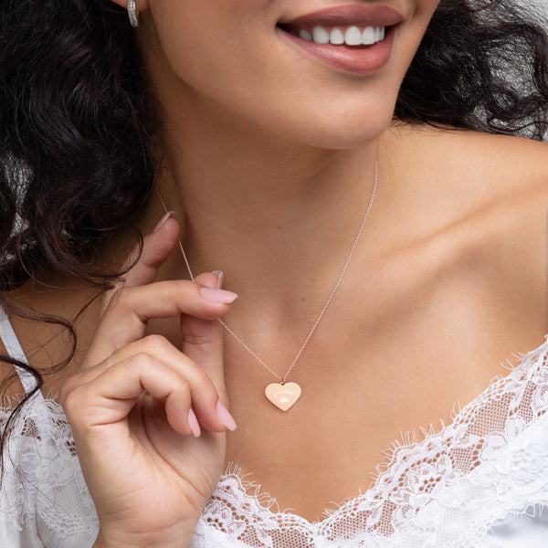 Precious Crown Engraved Silver Heart Necklace