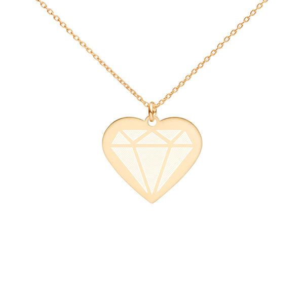 Diamond Engraved Silver Heart Necklace