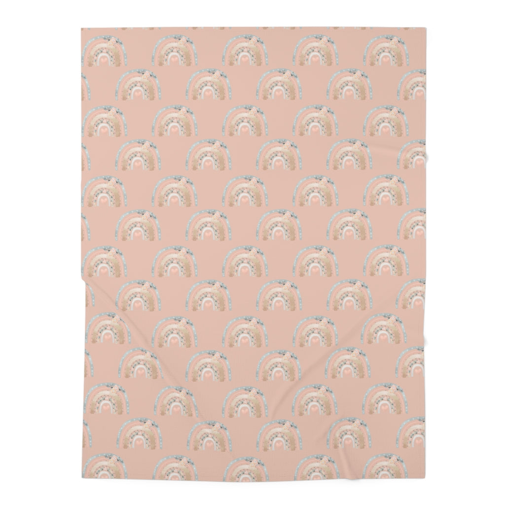 Pink Vintage Rainbow Flowers Baby Swaddle Blanket