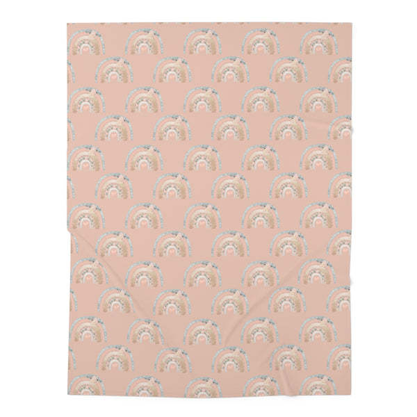 Pink Vintage Rainbow Flowers Baby Swaddle Blanket