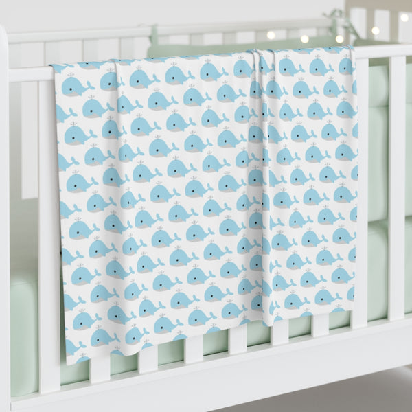 A Whale of a Time Blue Whales Baby Swaddle Blanket