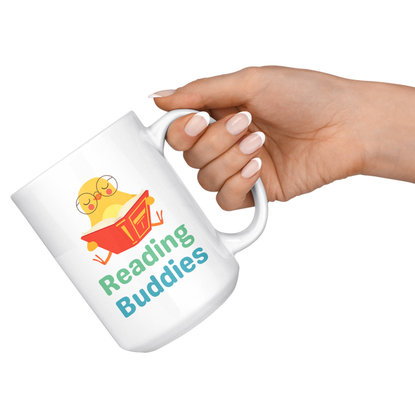 Reading Buddies Cute Bird Orange & Green Mug Set