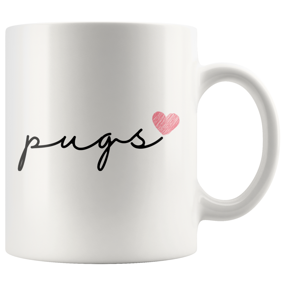 Pugs Love Cursive Mug Set