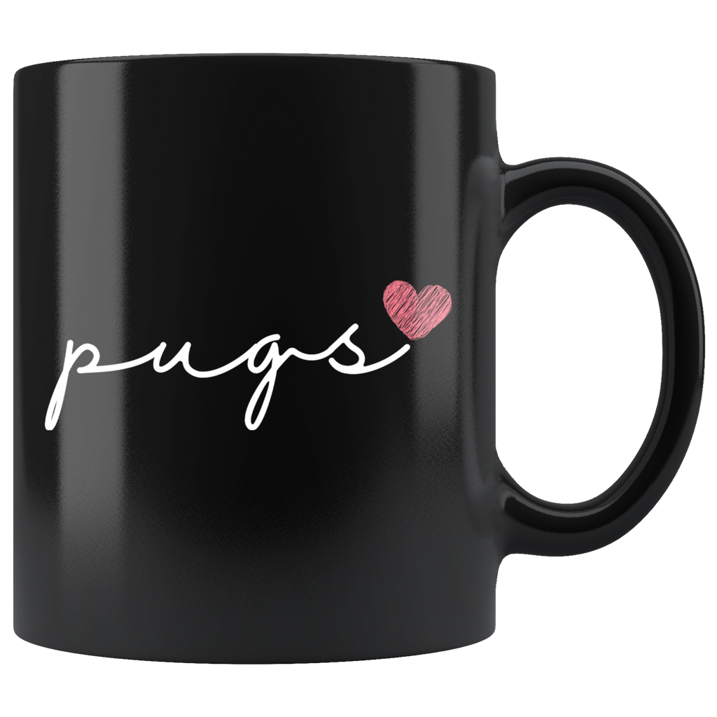 Pugs Love Cursive Mug Set