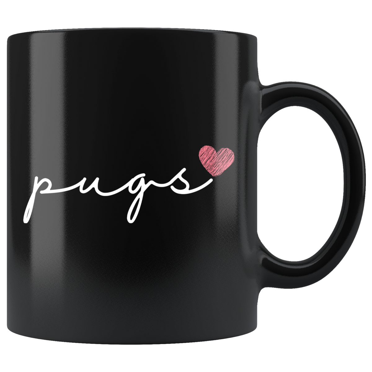 Pugs Love Cursive Mug Set