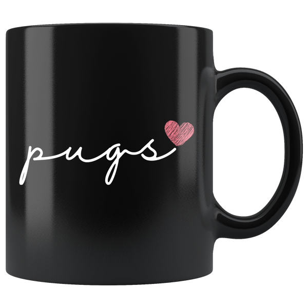 Pugs Love Cursive Mug Set
