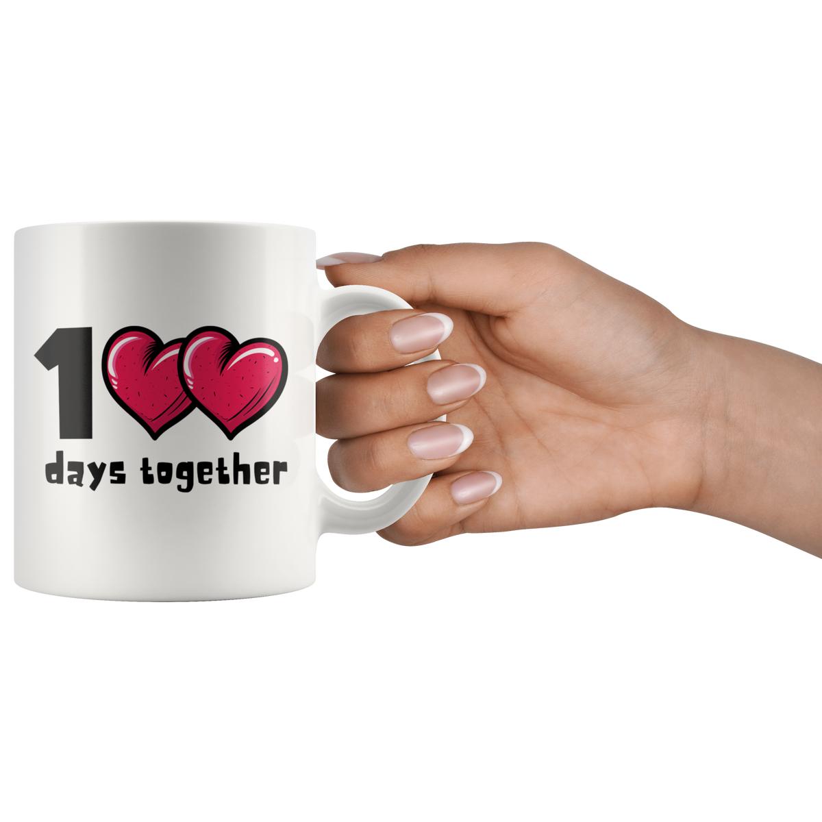 1<3<3 Days Together Cute Bubble Heart Mug Set