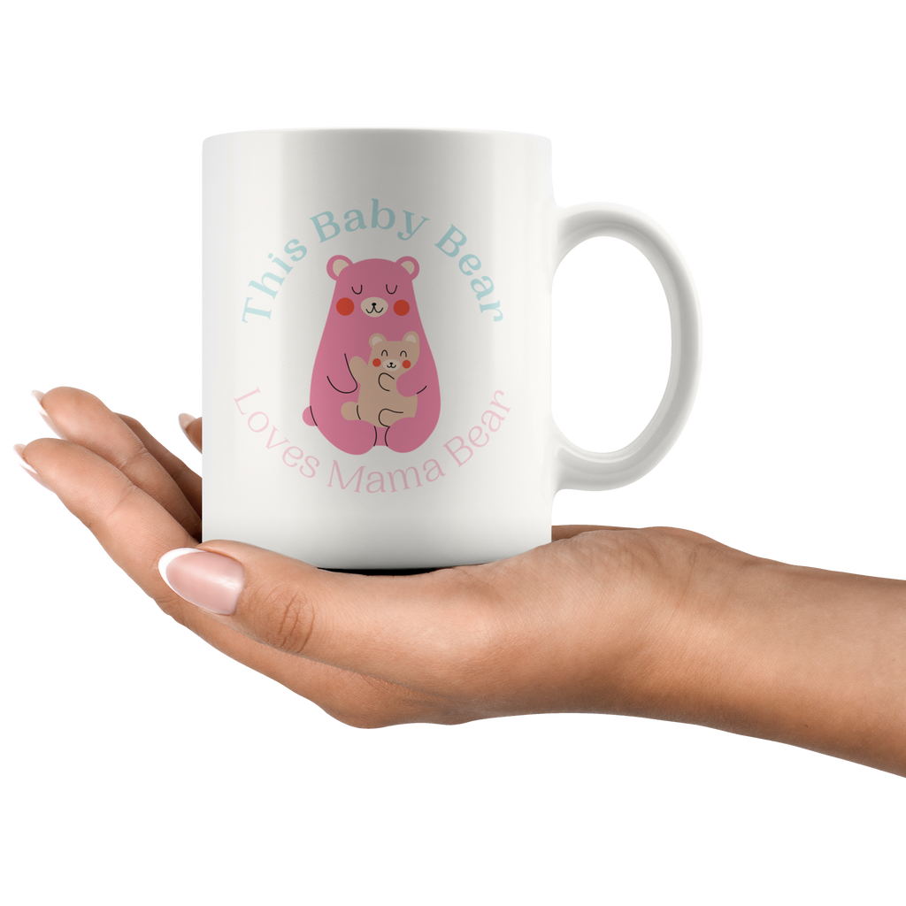 Cuddly Pastel Mommy and Baby Bear Mug Set