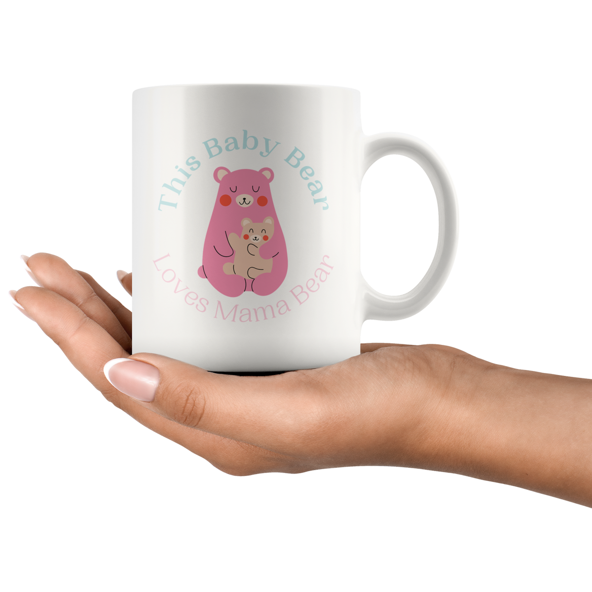 Cuddly Pastel Mommy and Baby Bear Mug Set