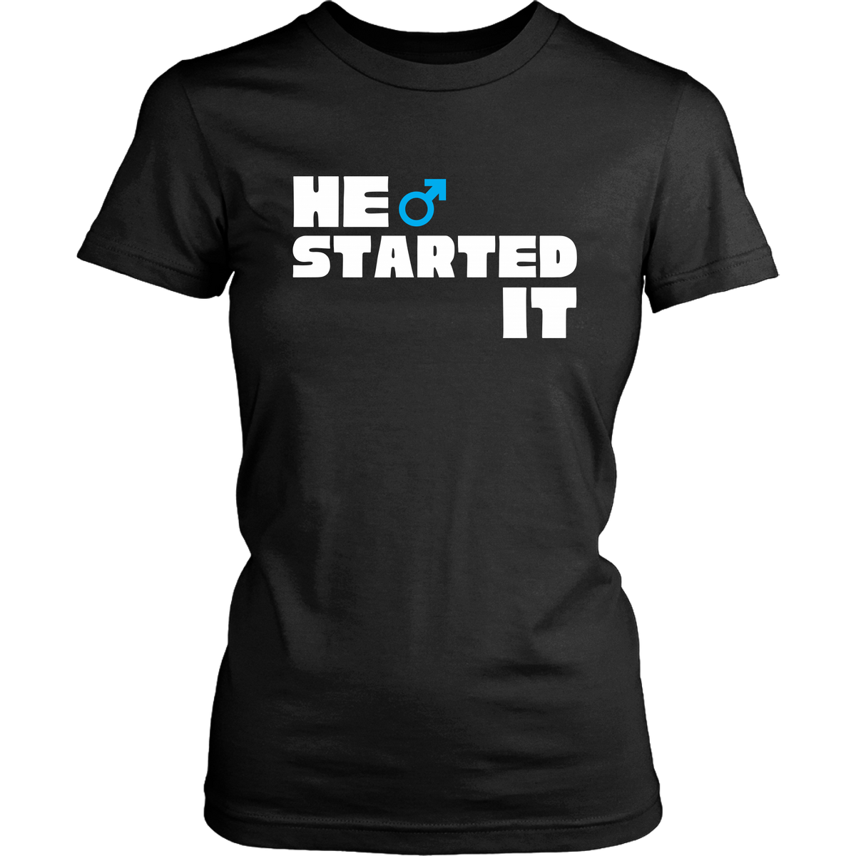 He / She Started It Funny Couple Fight T-Shirt Set Combo