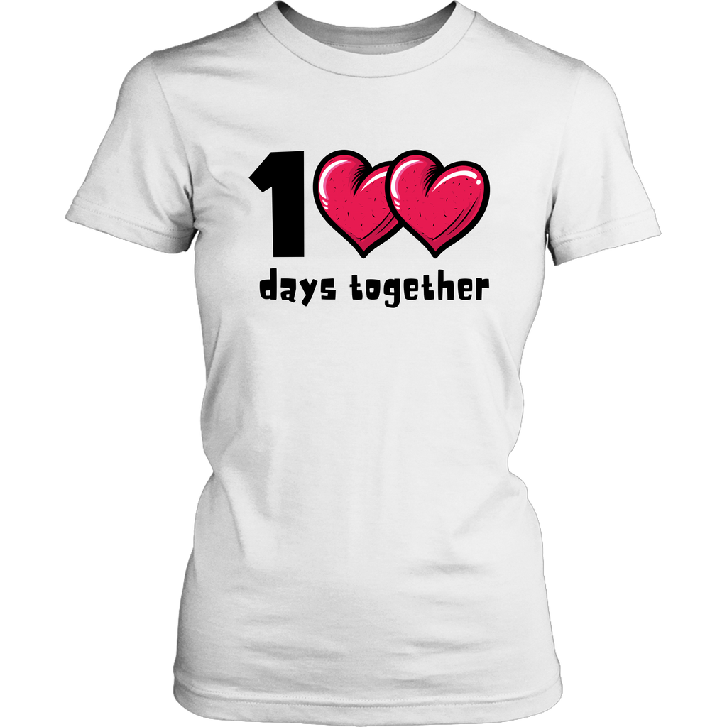 1<3<3 Days Together Cute Bubble Heart Couple T-Shirt Set