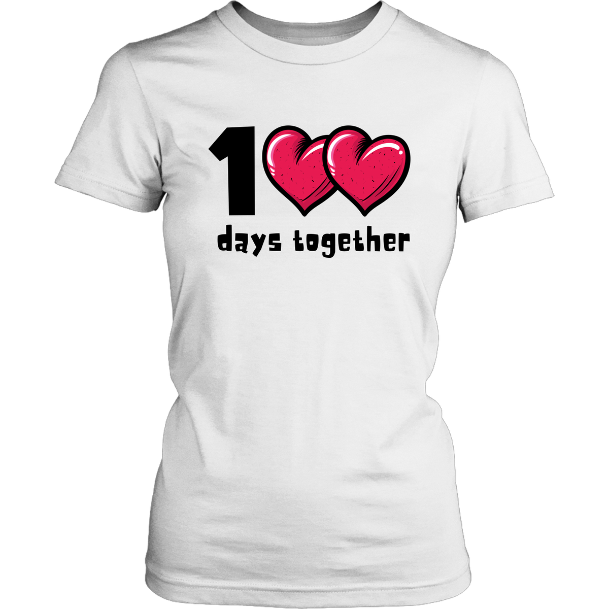 1<3<3 Days Together Cute Bubble Heart Couple T-Shirt Set