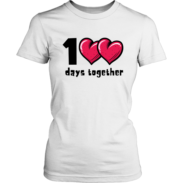 1<3<3 Days Together Cute Bubble Heart Couple T-Shirt Set