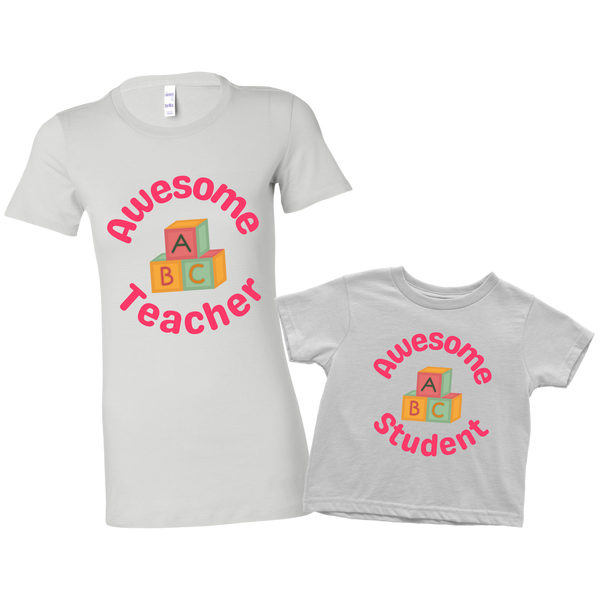 Awesome Student and Teacher Mommy & Me Shirt Set Combo