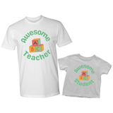 Load image into Gallery viewer, Awesome student and Teacher Daddy &amp; Me Shirt Set Combo