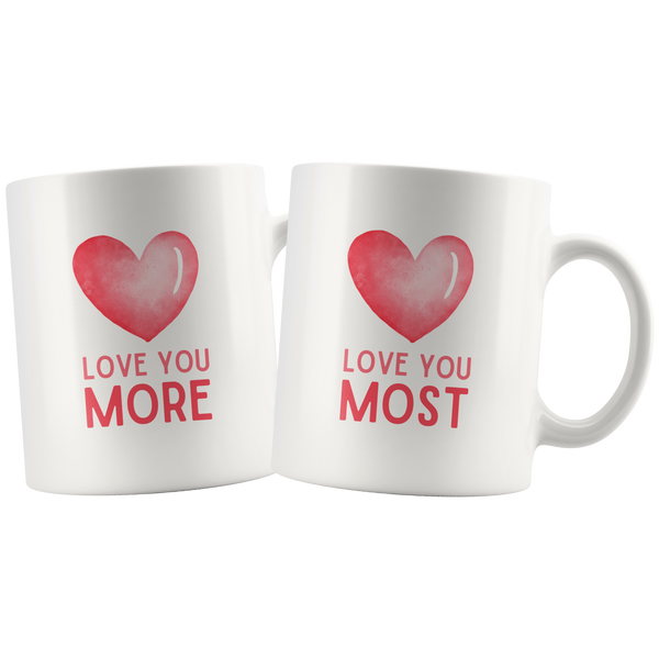 Love You Most, Love You More Heart Mug Set