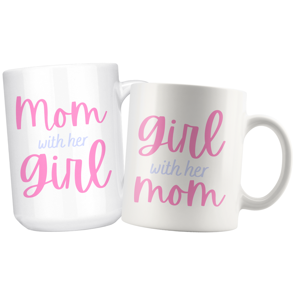 Mommy & Me Cursive Ribbon 11oz+15oz Mug Set