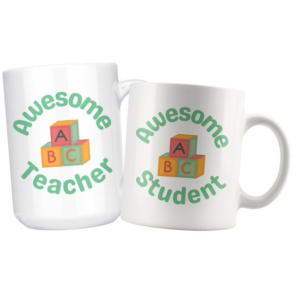Awesome student and Teacher Daddy & Me Mug Set