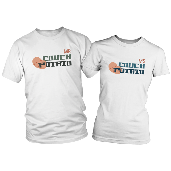 Mr & Ms Couch Potato Couples Shirt Set