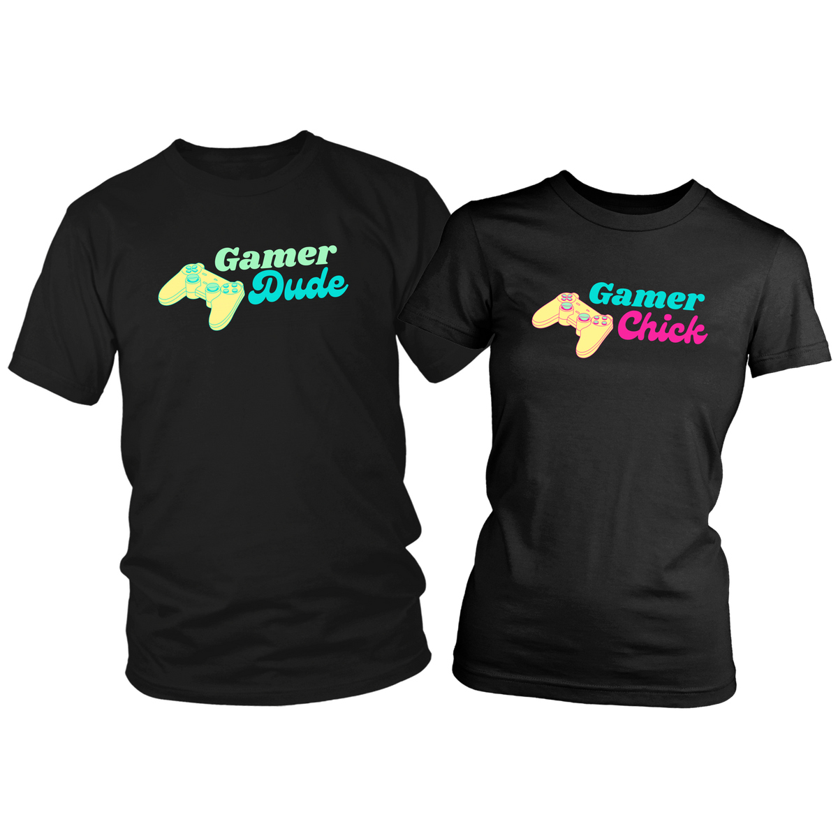Gamer Dude Gamer Chick Couples Shirt Set