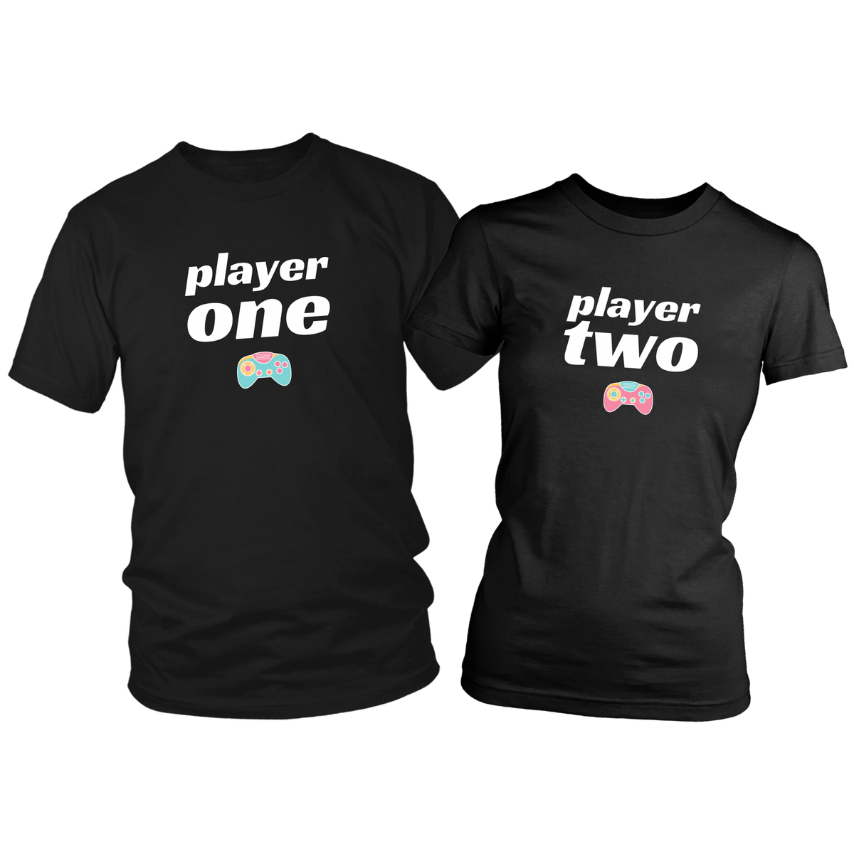 Player One Player Two Gamer Couple T-Shirt Set Combo