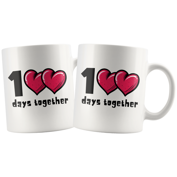 1<3<3 Days Together Cute Bubble Heart Mug Set