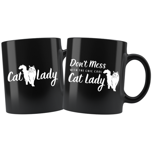 Don't Mess With the Chic Cool Cat Lady Mug Set