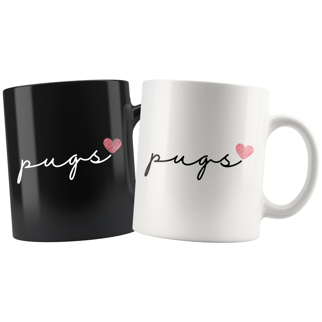 Pugs Love Cursive Mug Set