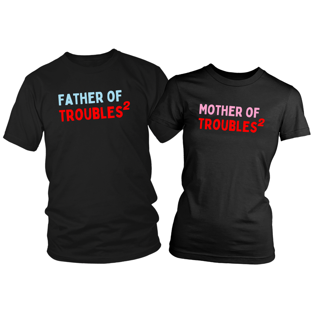 Double Trouble Twin Siblings Parents T-Shirt Set