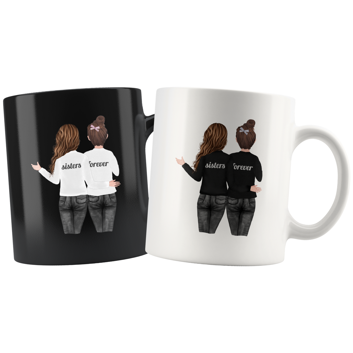 Sisters Forever Watercolor Mug Set