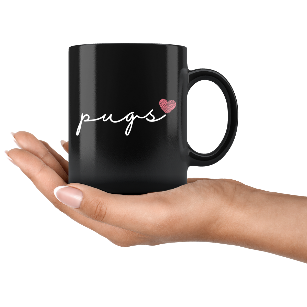 Pugs Love Cursive Mug Set