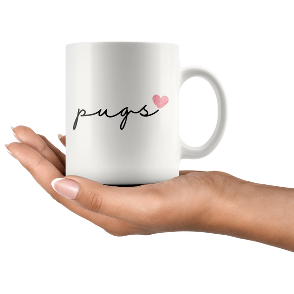 Pugs Love Cursive Mug Set
