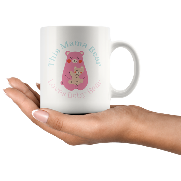 Cuddly Pastel Mommy and Baby Bear Mug Set
