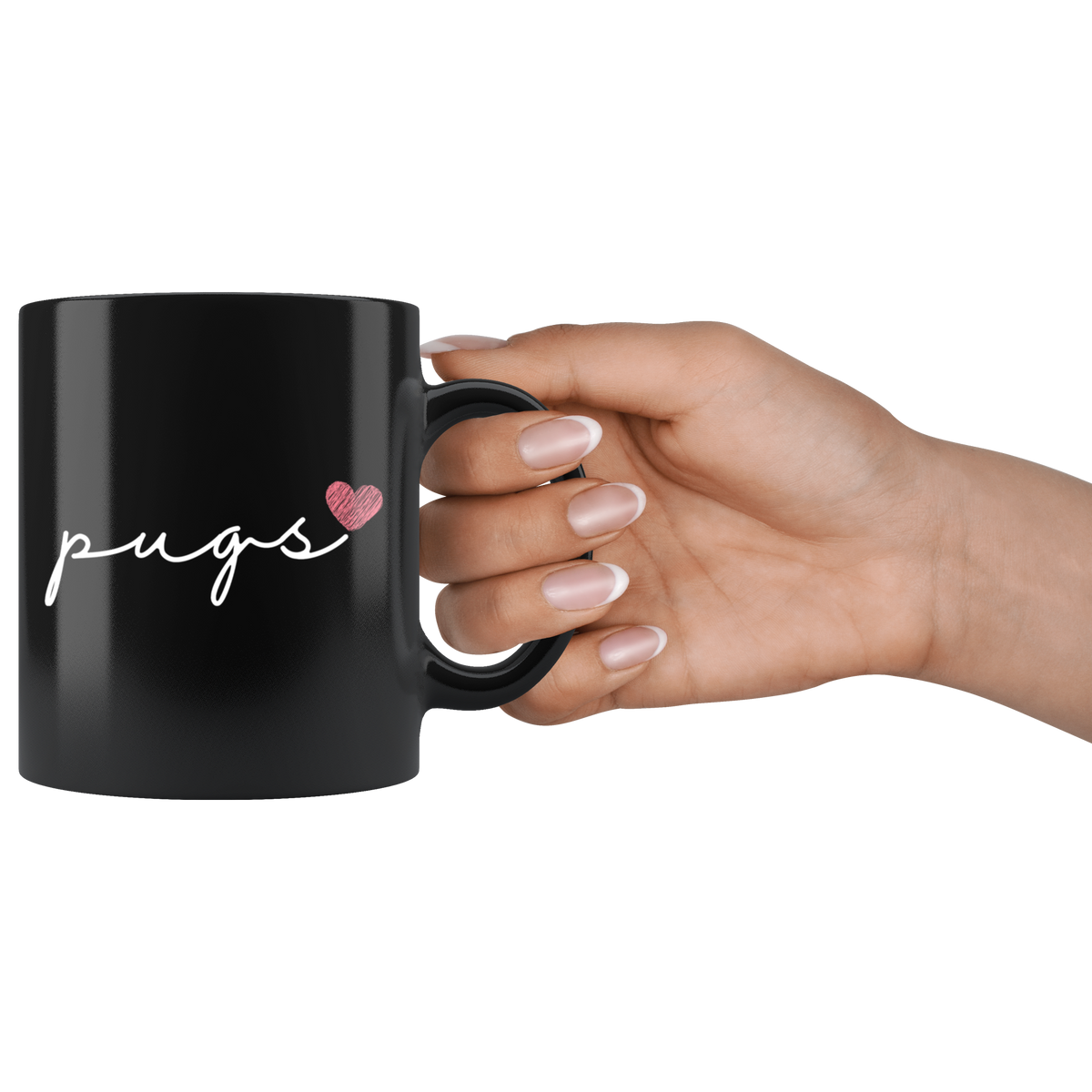 Pugs Love Cursive Mug Set
