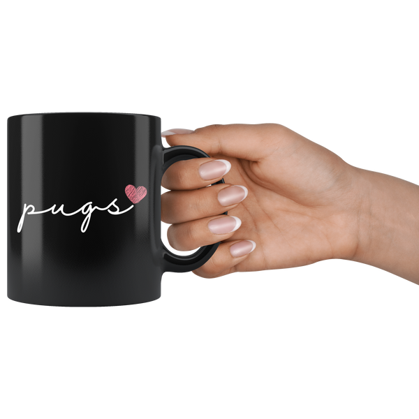 Pugs Love Cursive Mug Set